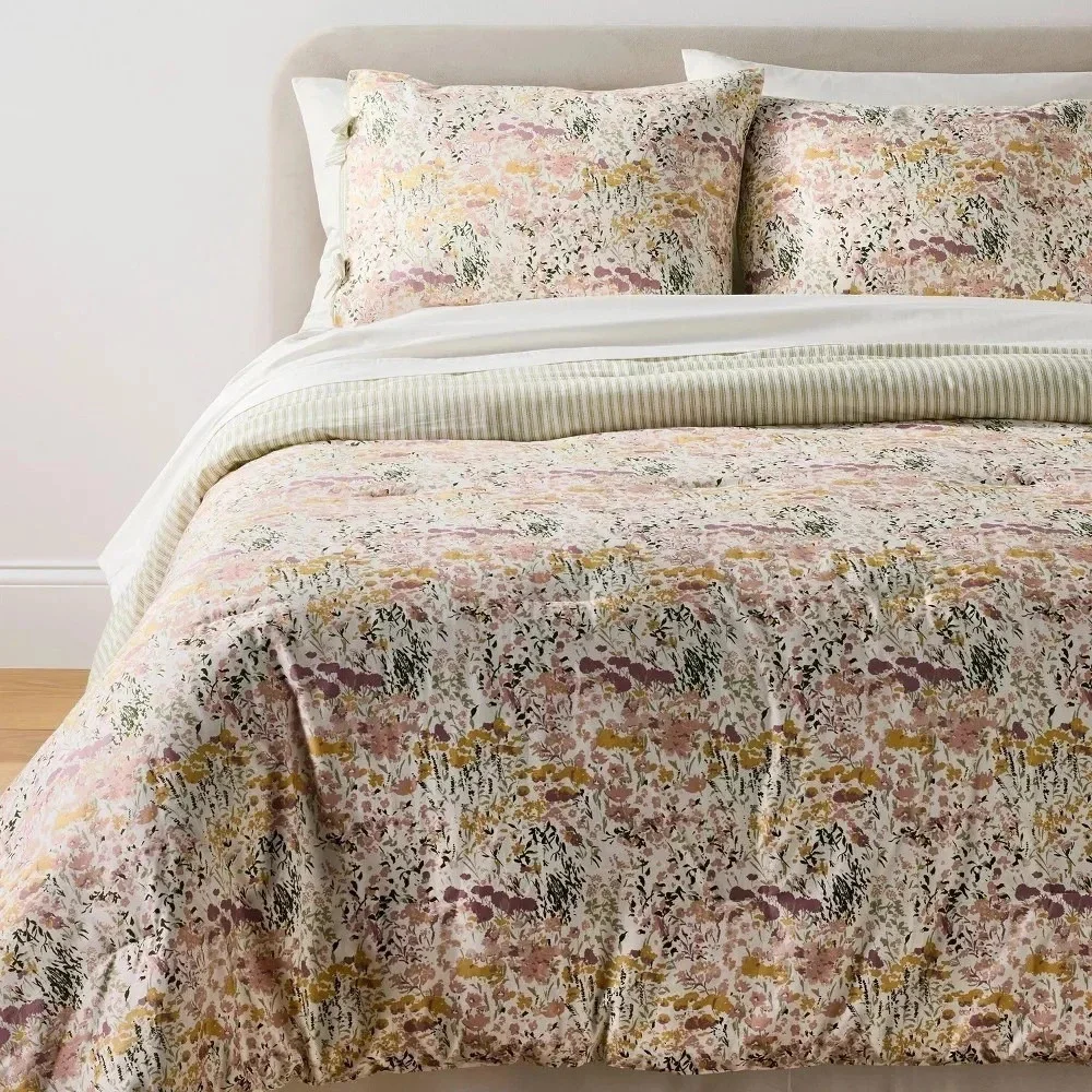 Twin/Twin XL Reversible Floral & Stripe Comforter Set - Threshold Studio McGee